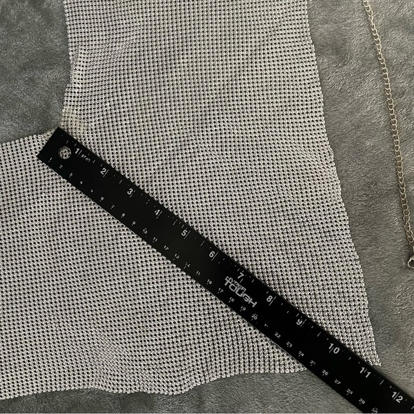 Metallic Silver Chainmail Halter Top One Size Party Festival Y2K - Picture 10 of 12